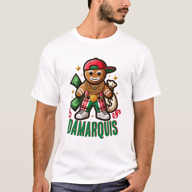 T-shirt Hip hop Gingerbread Homme Swag Noël (Devant)