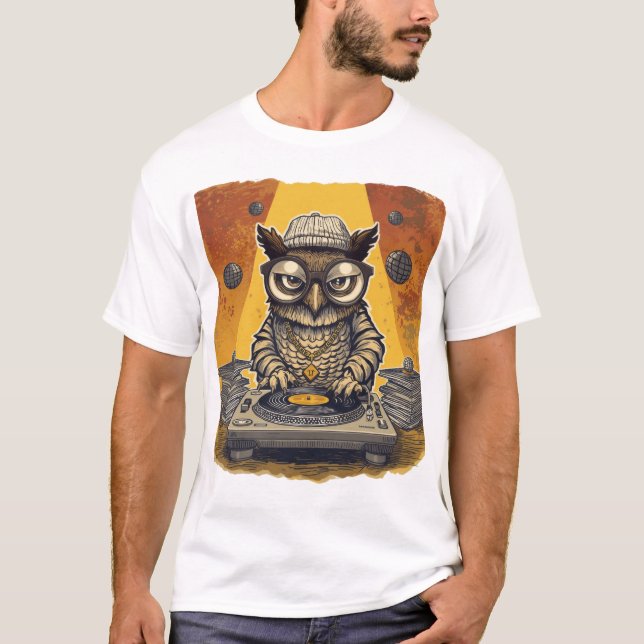 T-shirt Hip-Hop Owl DJ : Une Vibe Super (Devant)