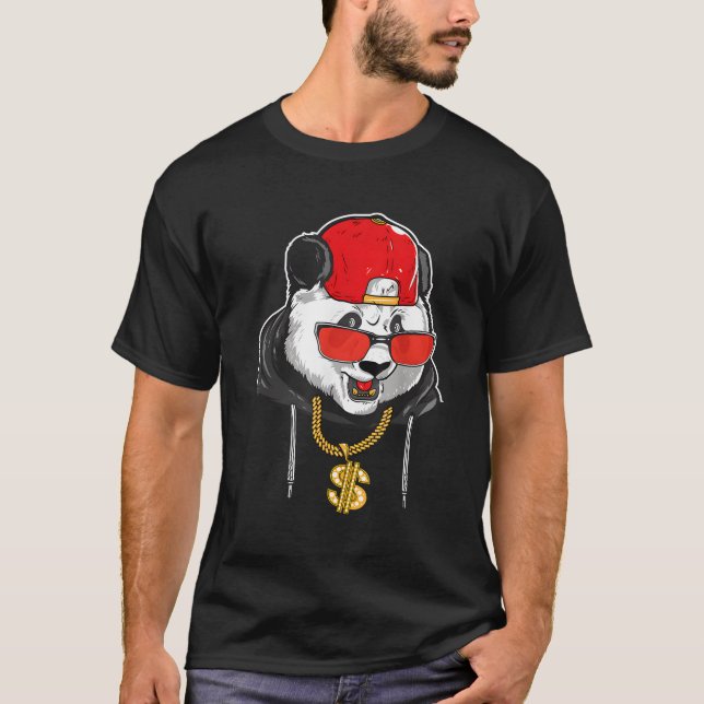 T-shirt Hip hop Panda Rapper (Devant)