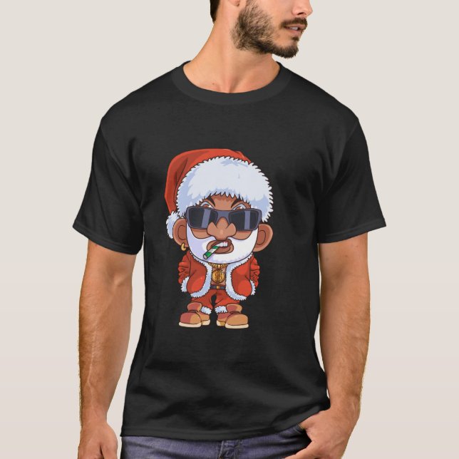 T-shirt Hip hop Père Noël Rap Cool de Noël Black Gangs (Devant)