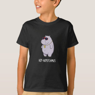 T-shirt Hip-Hopotamus Funny Hippo Pun Dark BG
