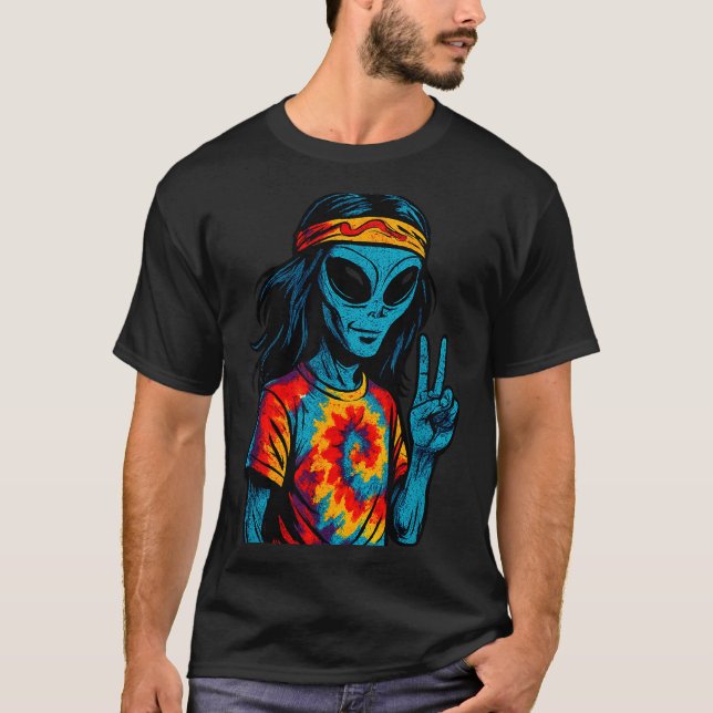 T-shirt Hipe Alien Tie-dye Design  (Devant)