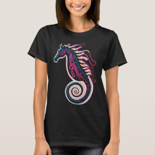 T-shirt Hippie à cheval Poney rose marine
