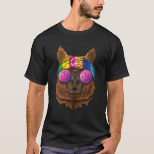 T-shirt Hippie Alpaca Love Peace Sign Les années 70 Hippie