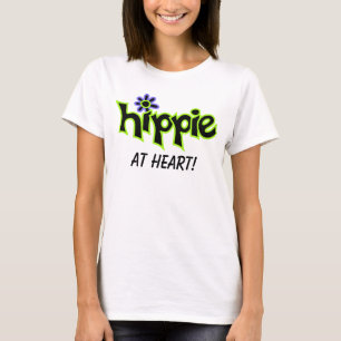 T-shirt Hippie au coeur Colorful Graphic mot noir dire