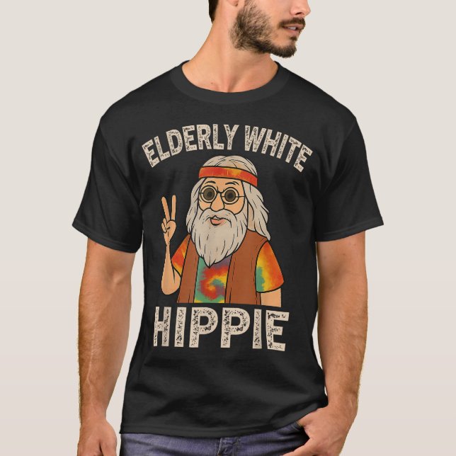 T-shirt Hippie blanche âgée (Devant)