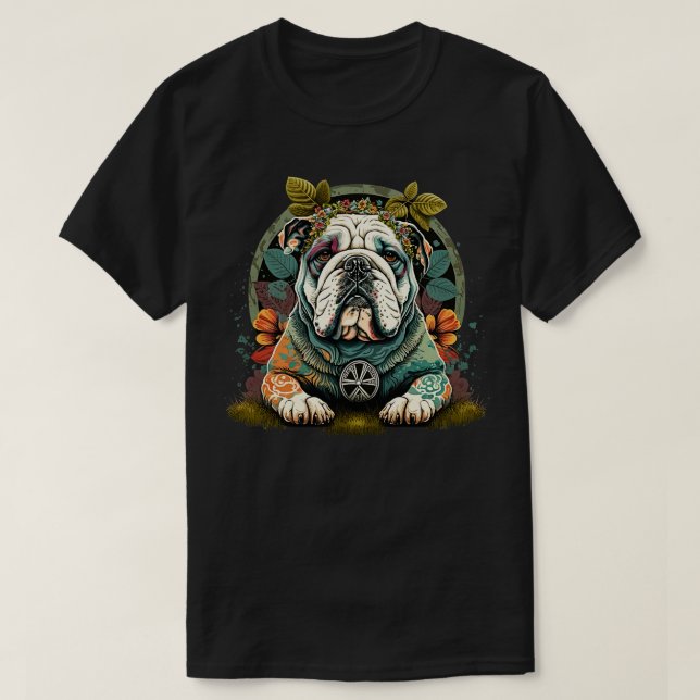 T-shirt Hippie Bulldog 2 (Design devant)