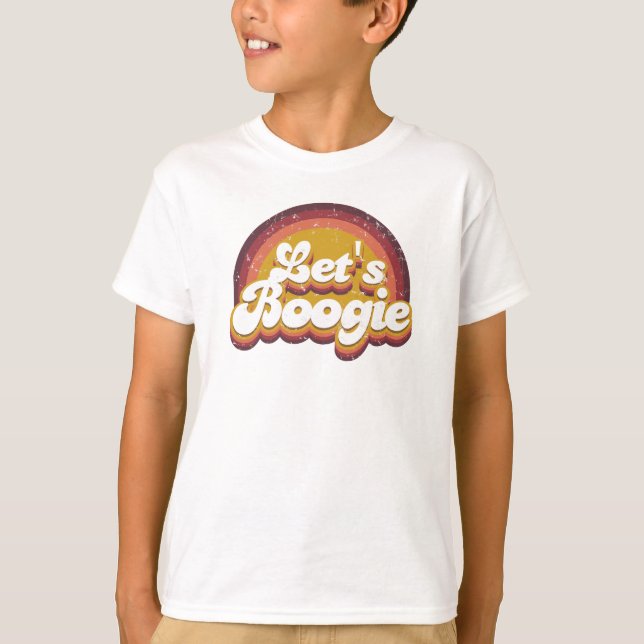 T-shirt Hippie Counterculture Let's Boogie Hippie Design (Devant)
