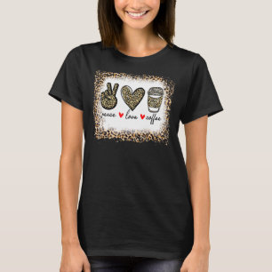 T-shirt Hippie de Bleached Leopard Peace Love Coffee