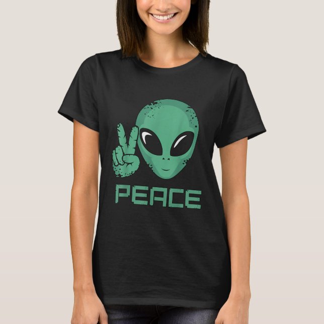 T-shirt Hippie de la paix Alien Ufo (Devant)