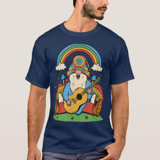 T-shirt Hippie Jouer Guitare instrument de musique arc-en-