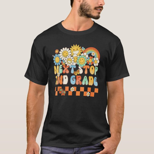 T-shirt Hippie Next Stop 2nd Grade Retro Groovy  Back To S (Devant)