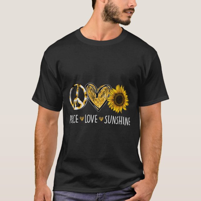 T-shirt Hippie Sunflower Paix Aimer Sunshine (Devant)