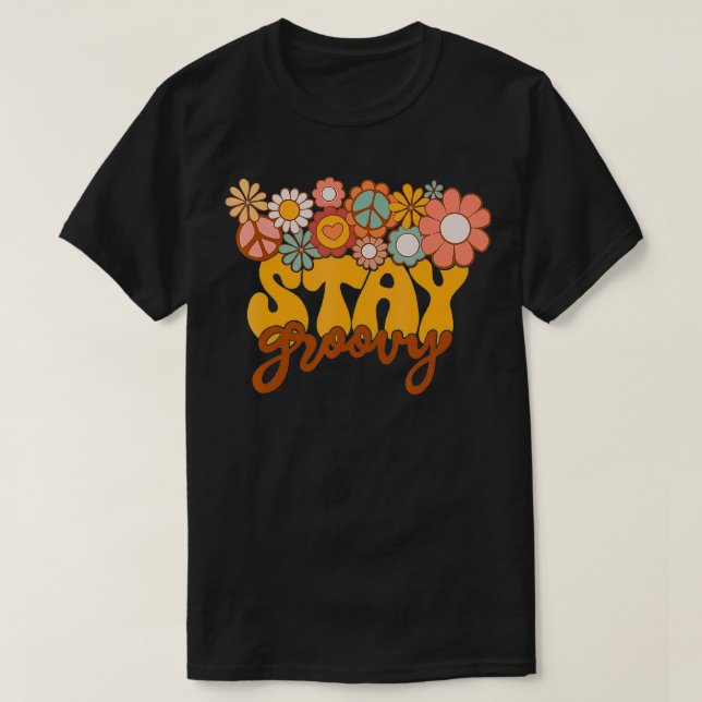 T-shirt Hippie Tournesol Rétro Restez Super esprit positif (Design devant)