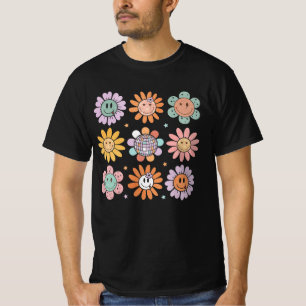 T-shirt Hippie vintage 60S Les années 70 Sourire Fleur Vis