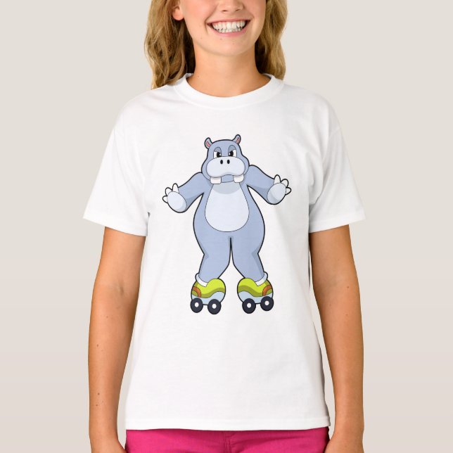 T-shirt Hippo avec patins à rouleaux (Devant)