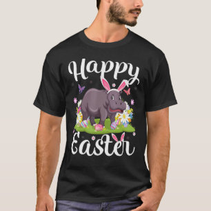 T-shirt Hippo Chasse aux oeufs de Pâques Hippopotame flora