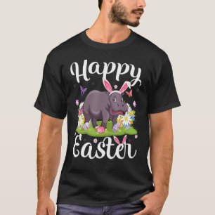 T-shirt Hippo Chasse aux oeufs de Pâques Hippopotame flora