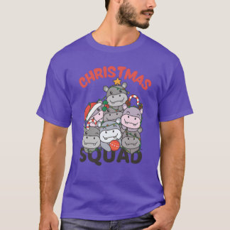 T-shirt Hippo Christmasree Escouade de Noël Hippos rétro