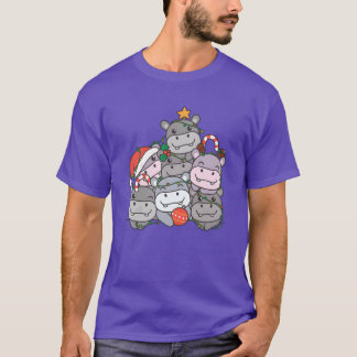 T-shirt Hippo Christmasree Funny Animal Christmas girl