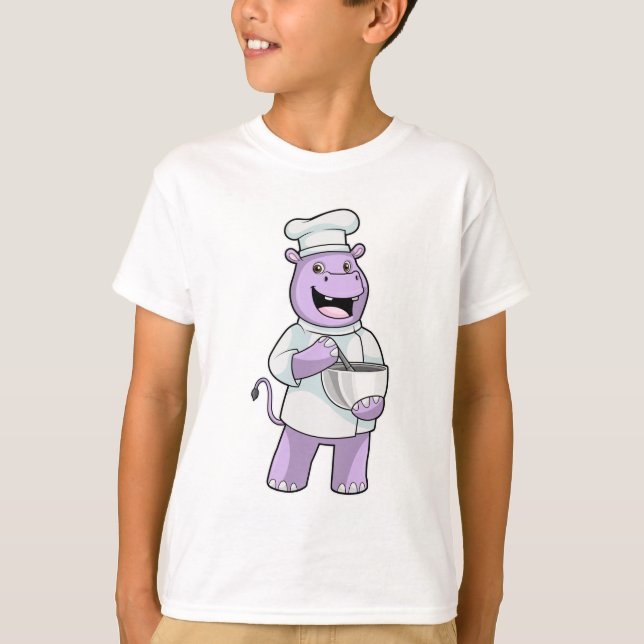 T-shirt Hippo comme chef avec bol (Devant)