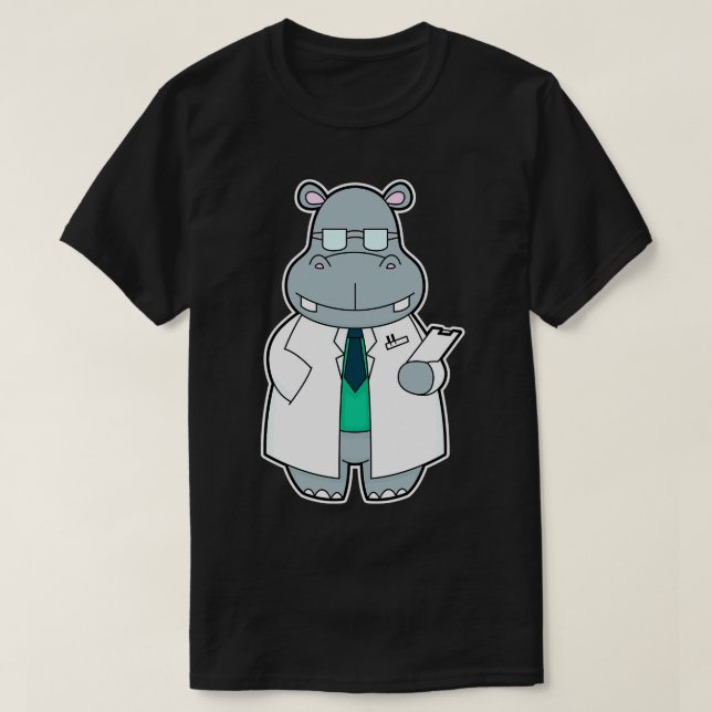 T-shirt Hippo comme docteur avec la fumée (Design devant)