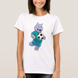 T-shirt Hippo comme joueur de football avec Soccer
