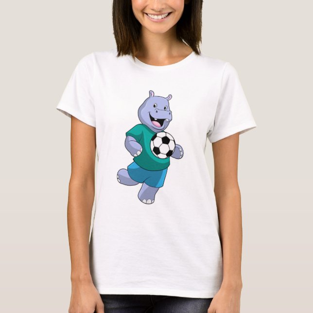 T-shirt Hippo comme joueur de football avec Soccer (Devant)