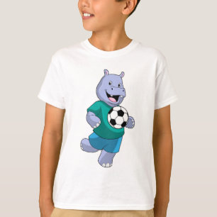 T-shirt Hippo comme joueur de football avec Soccer