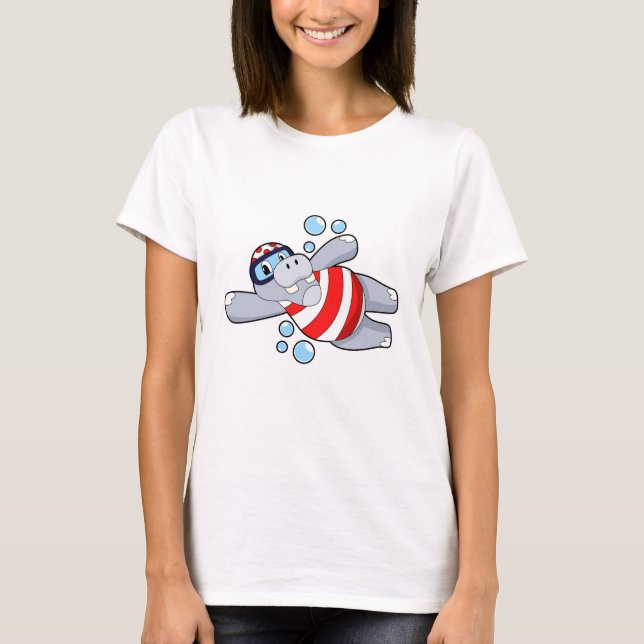 T-shirt Hippo comme Plongeur avec lunettes de natation (Devant)