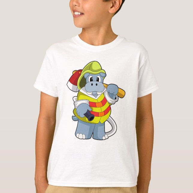 T-shirt Hippo comme pompier avec l'alcool (Devant)