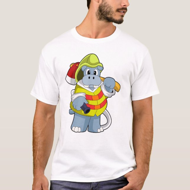 T-shirt Hippo comme pompier avec l'alcool (Devant)