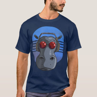 T-shirt Hippo cool avec casque Musique