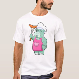 T-shirt Hippo cuisiner avec des saucisses