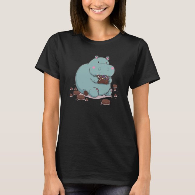 T-shirt Hippo eating Chocolate  2 (Devant)