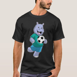 T-shirt Hippo en tant que joueur de football avec ballon