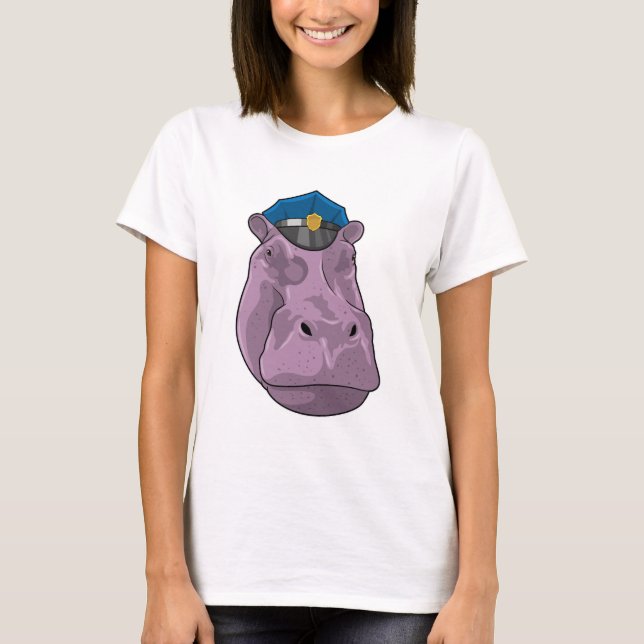 T-shirt Hippo en tant que policier (Devant)