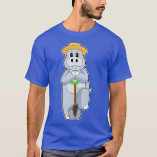 T-shirt Hippo Farmer Shovel