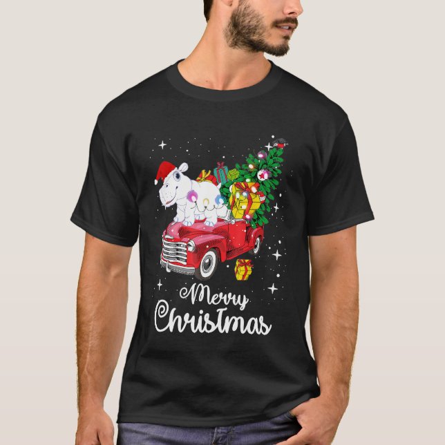 T-shirt Hippo Fiona Ride Camion Rouge Pyjama de Noël T-Shi (Devant)