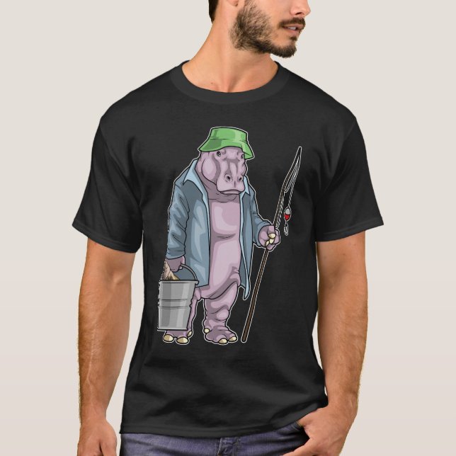 T-shirt Hippo Fisher Bucket Fishing (Devant)