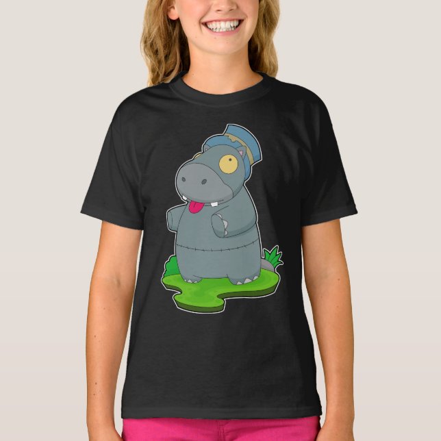 T-shirt Hippo Halloween Zombie (Devant)