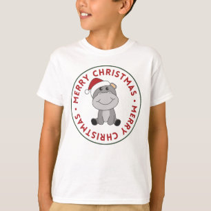 T-shirt Hippo Joyeux Noël Animaux d'hiver Hippopotames