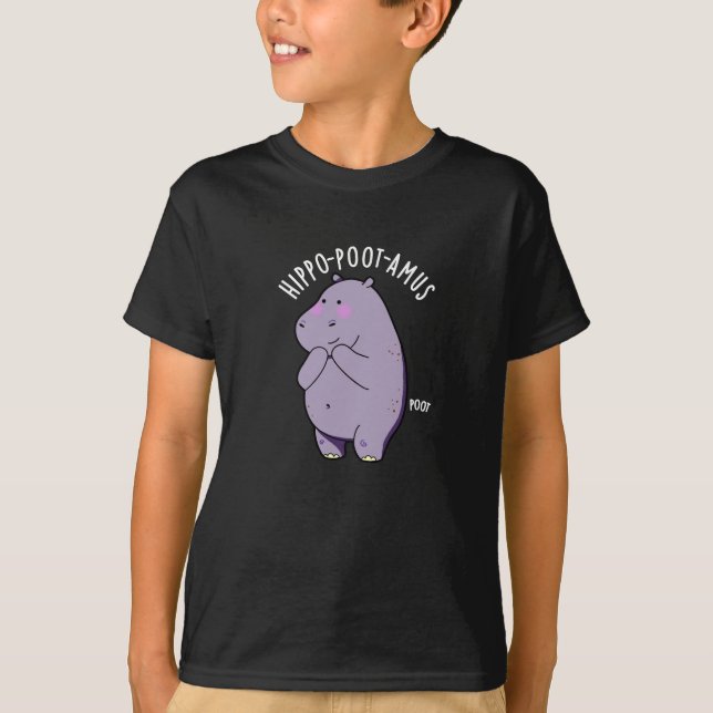 T-shirt Hippo-poot-amus Drôle Farting Hippo Pun Dark BG (Devant)