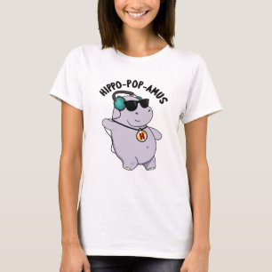 T-shirt Hippo-pop-amus Funny Pop Music Hippo Pun