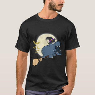 T-shirt Hippo Sorcière équitation Broom Funny Halloween An