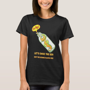 T-shirt Hippocampe Dans Une Bouteille Pas De Plastique Dan