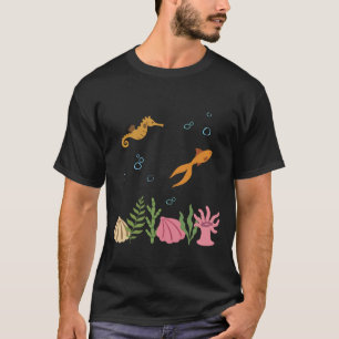 T-shirt Hippocampe Poissons Rouges Enfants Sous-Marin Mer