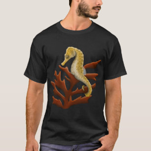 T-shirt Hippocampe tenant des algues peinture