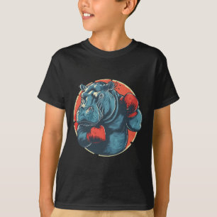 T-shirt Hippopotame Boxeur Avec Gants De Boxe Kickboxing D