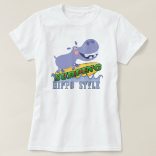 T-shirt Hippopotame de surfer